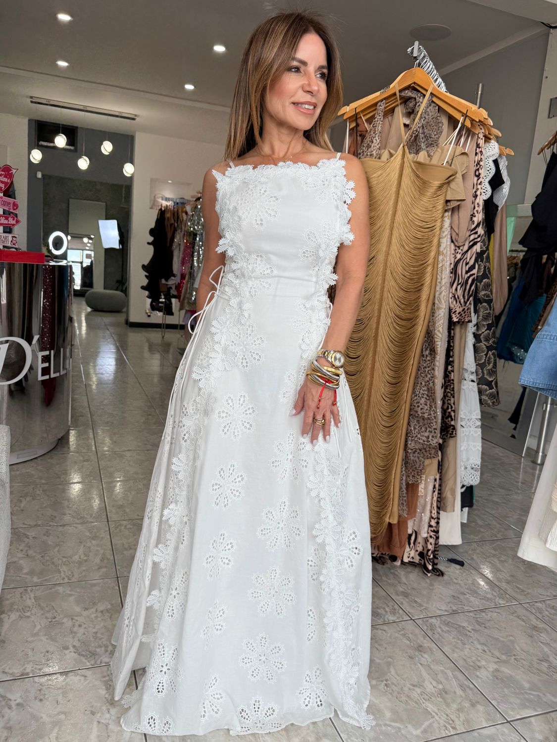 White Eyelet Long Dress