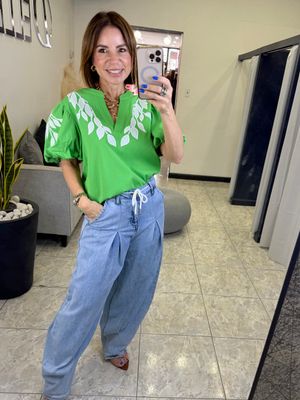 Green Leaf Detail Top