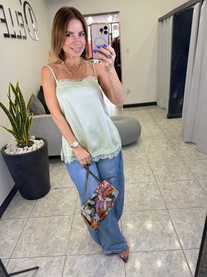 Mint Or Pink Lace Top