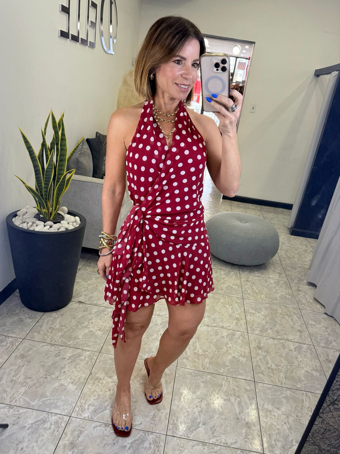 Red-White Polka Dots Short Dress