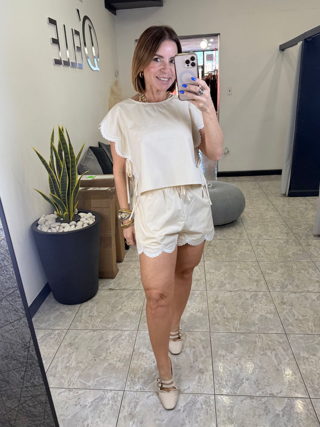 Cream Or Navy Short Set