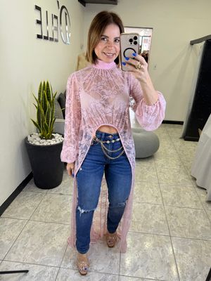 Taupe, Baby Pink Or Sunny Yellow Lace Top