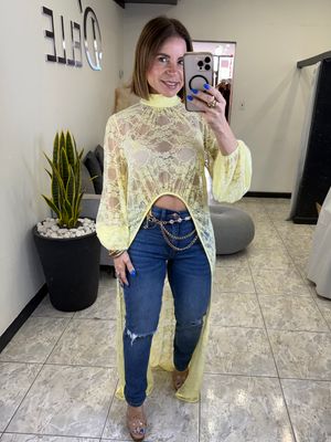 Taupe, Baby Pink Or Sunny Yellow Lace Top