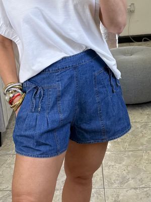 Denim Bow Detail Short