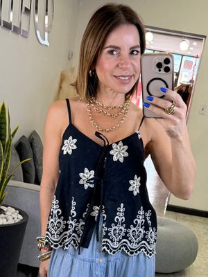 Black Or White Eyelet Cami Top