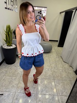 Off White Heart Detail Top