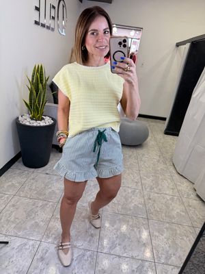 Yellow White Detail Knit Top