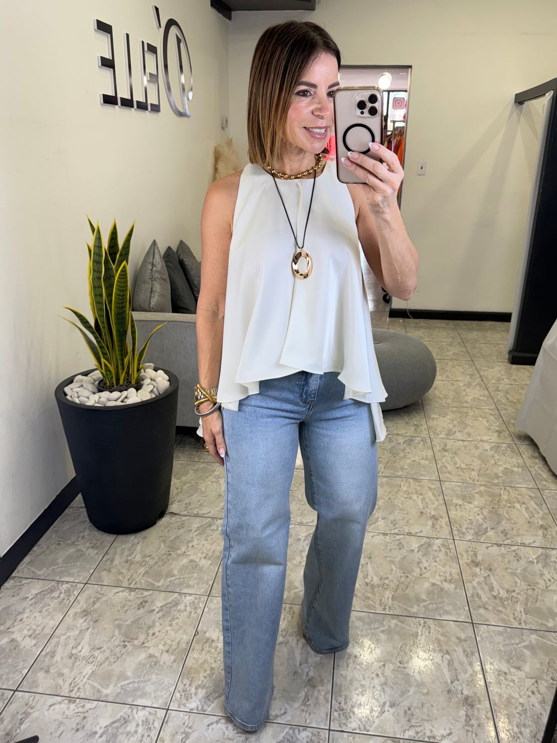 White, Blush Or Orange Tie Top