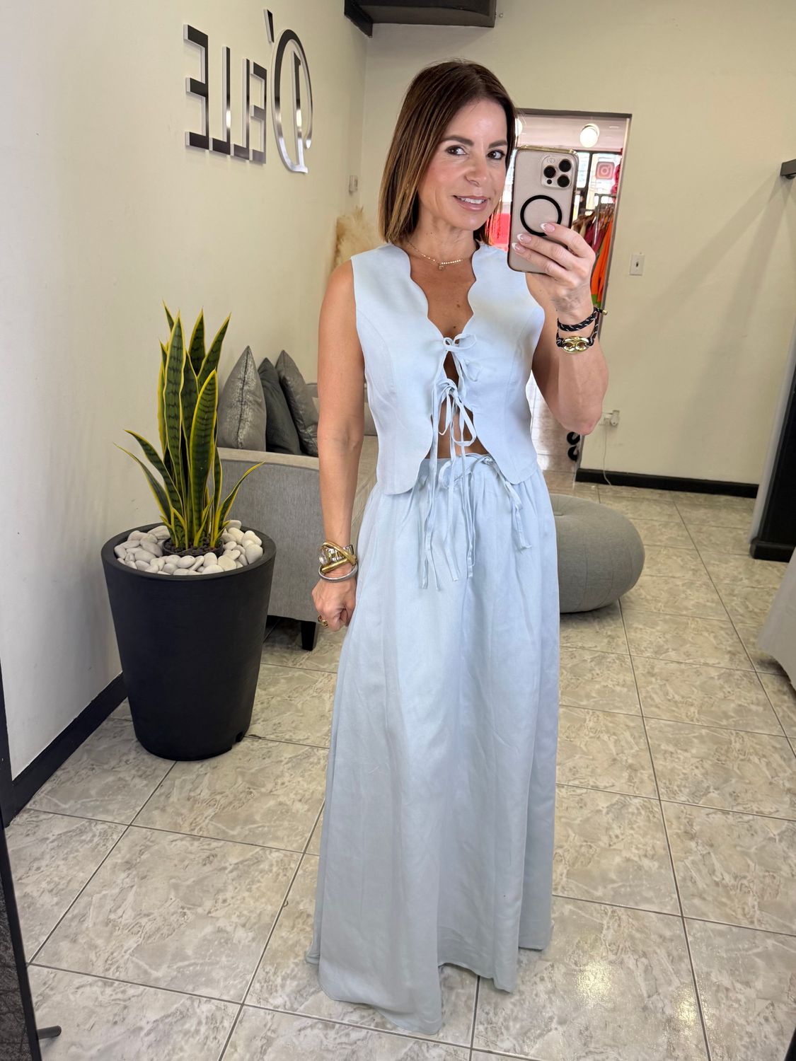 Baby Blue Maxi Skirt Set