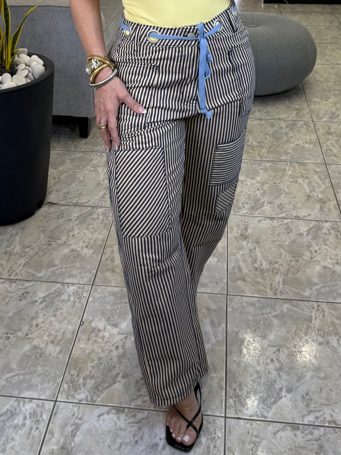 Easy Striped Barrel Jeans