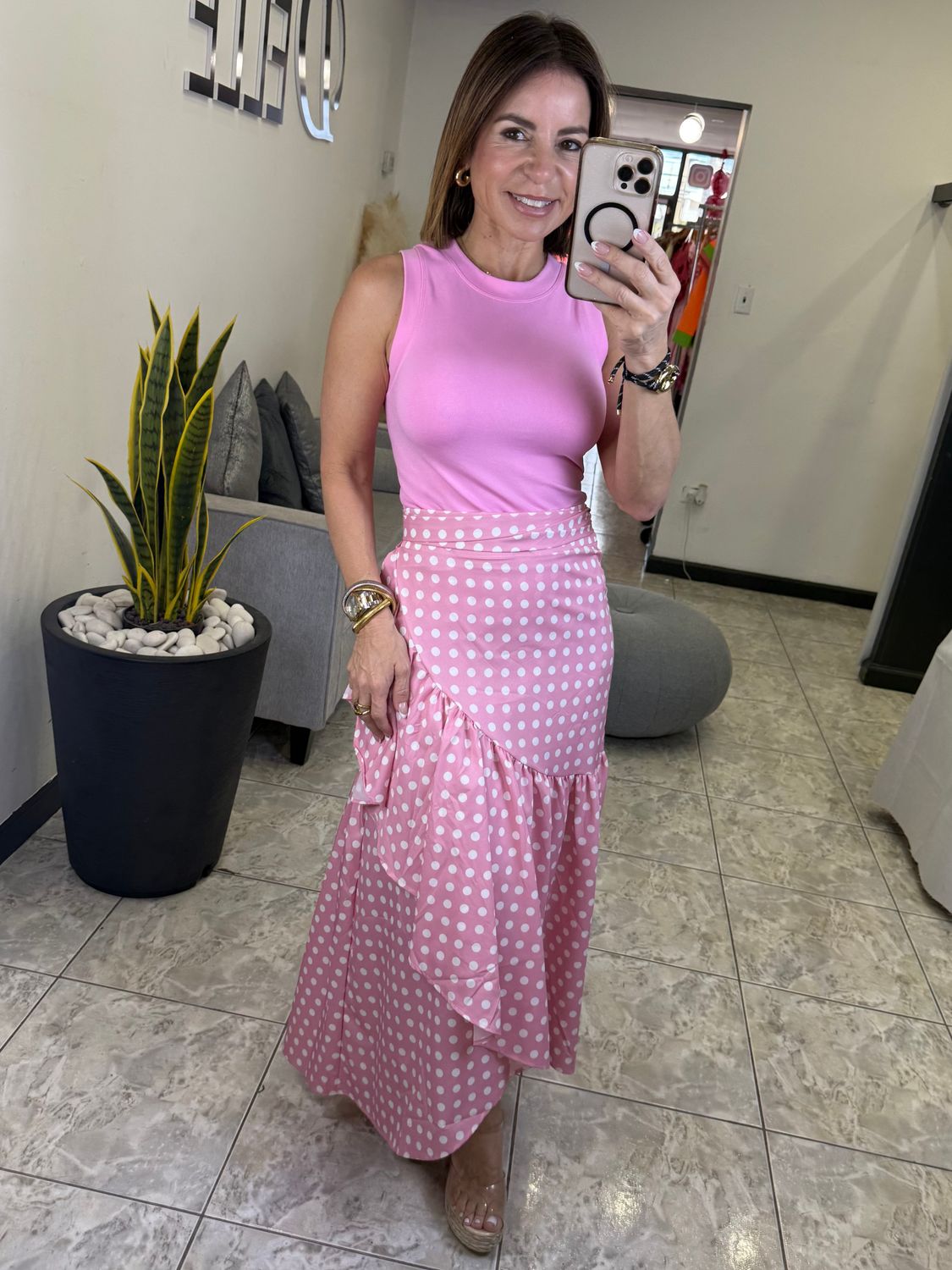 Pink Or Butter Yellow Polka Dot Skirt