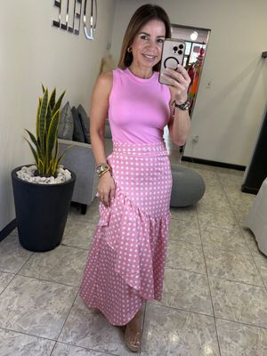 Pink Or Butter Yellow Polka Dot Skirt