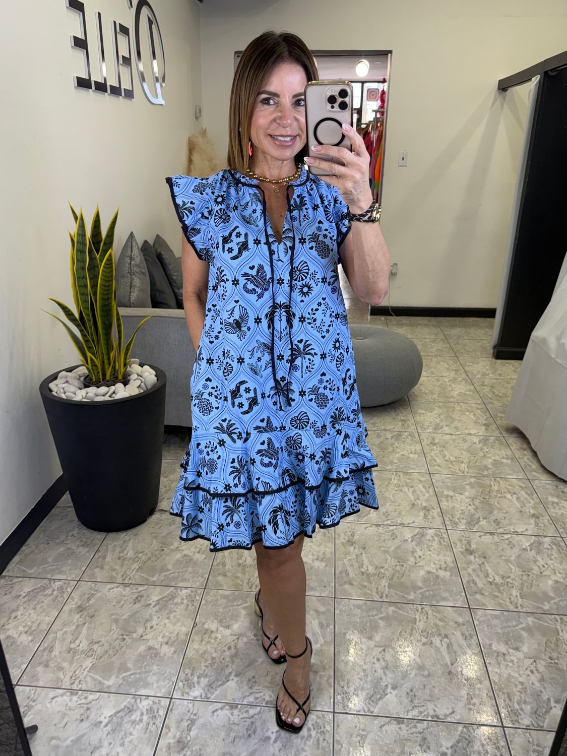 Blue Navy Floral Dress
