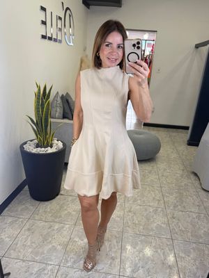 Cream Mock Neck Dress