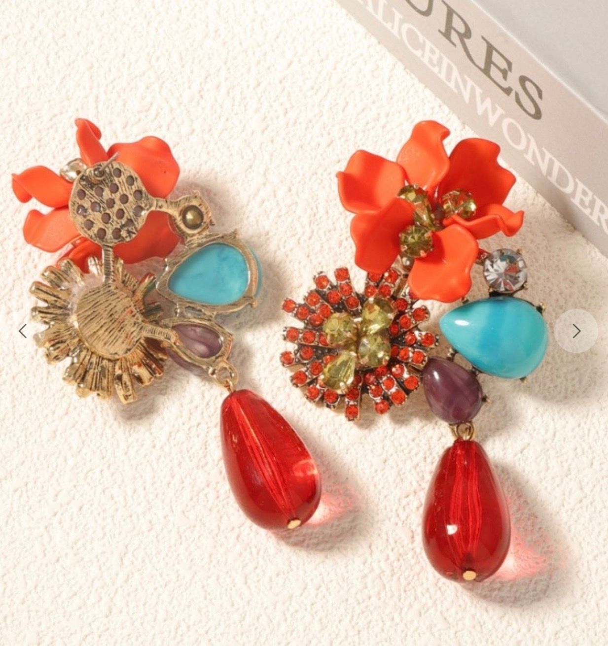 Resin Floral Long Earrings