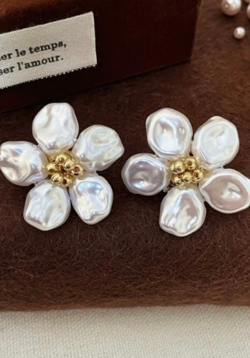 Flower or Star Pearl Detail Earrings