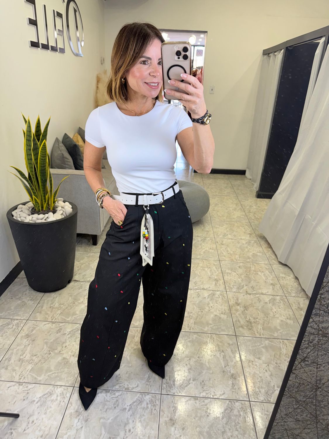 Black Multi Color Detail Pant