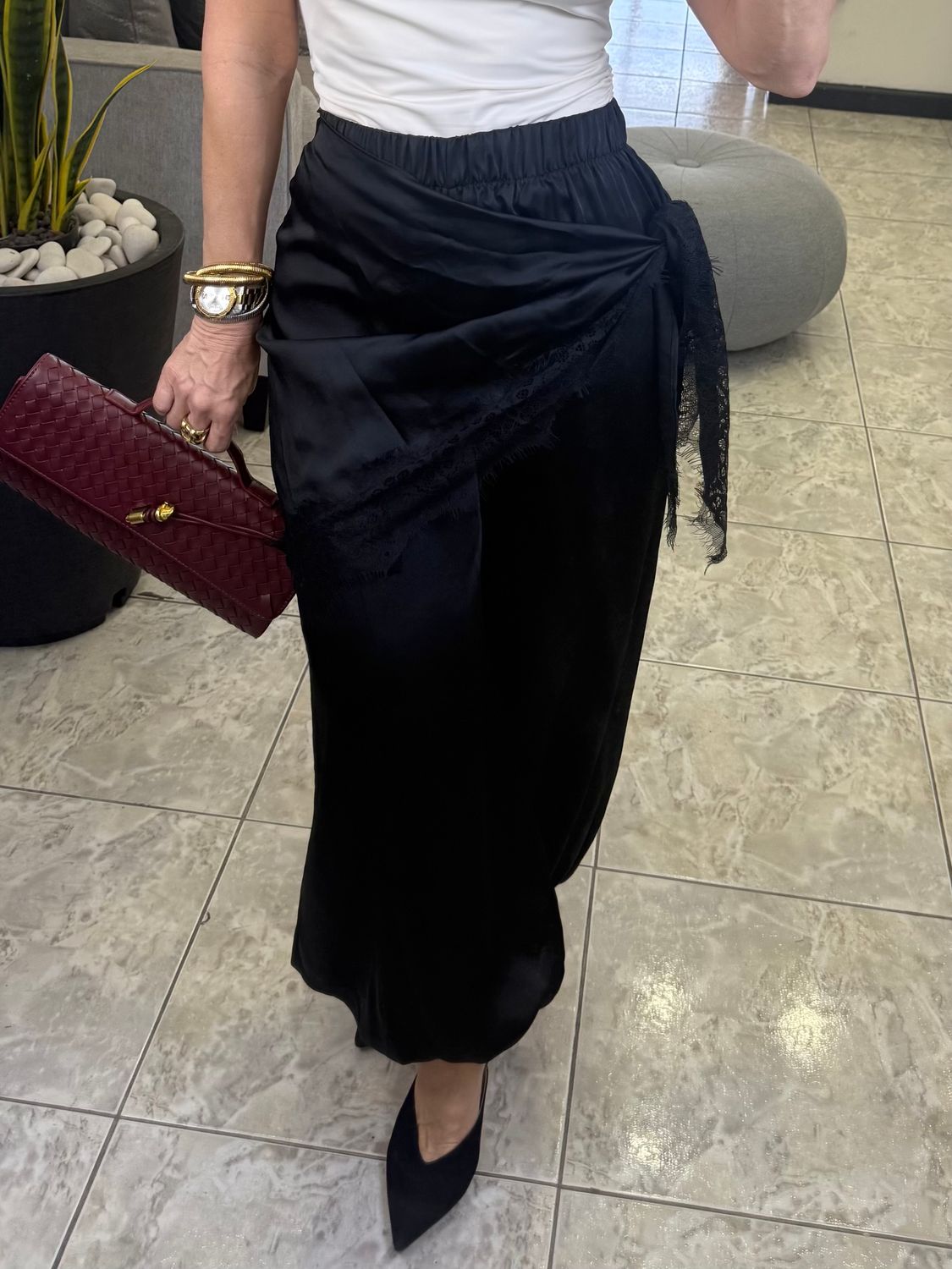 Black Lace Detail Pant