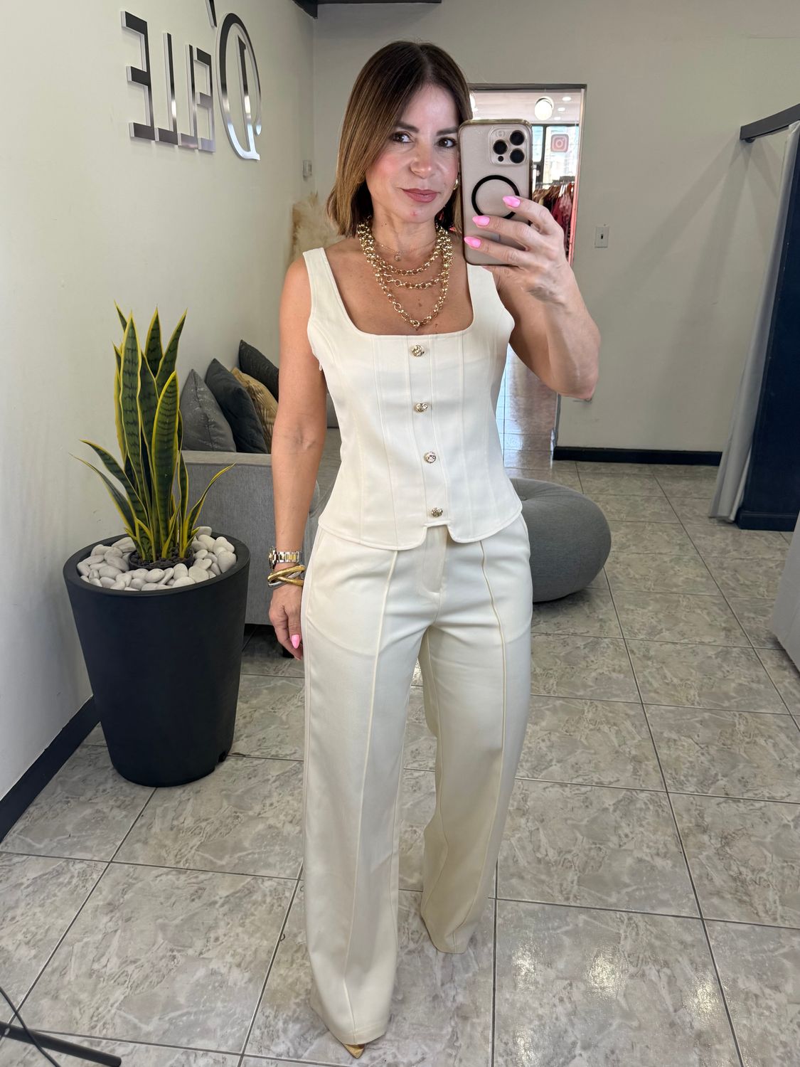 Ivory Vest And Pant Set