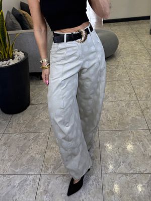 Beige Barrel Flower Pants
