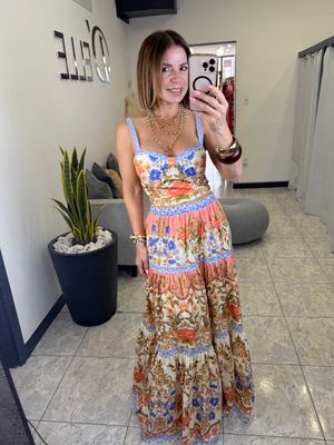 Cream-Multi Skirt Detail Set