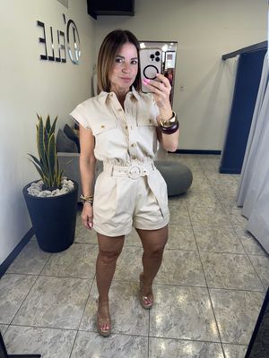 Taupe/Beige Cargo Romper