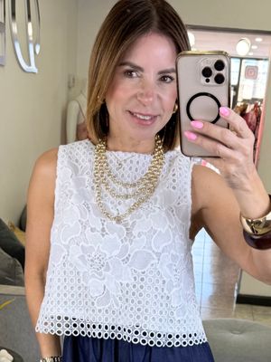 White Eyelet Detailed Top