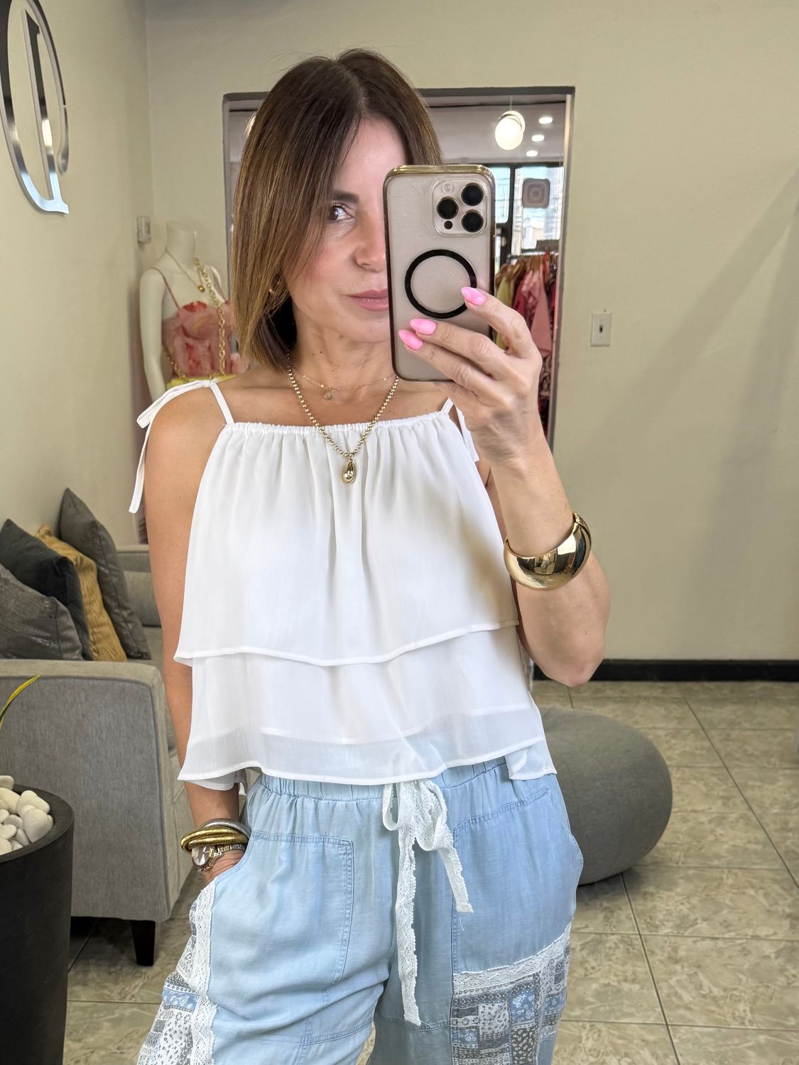 Ivory Or Black Ruffles Top