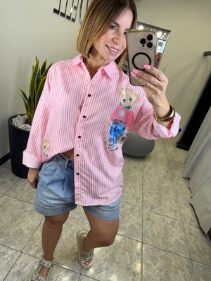 Pink Stripes Bear Top