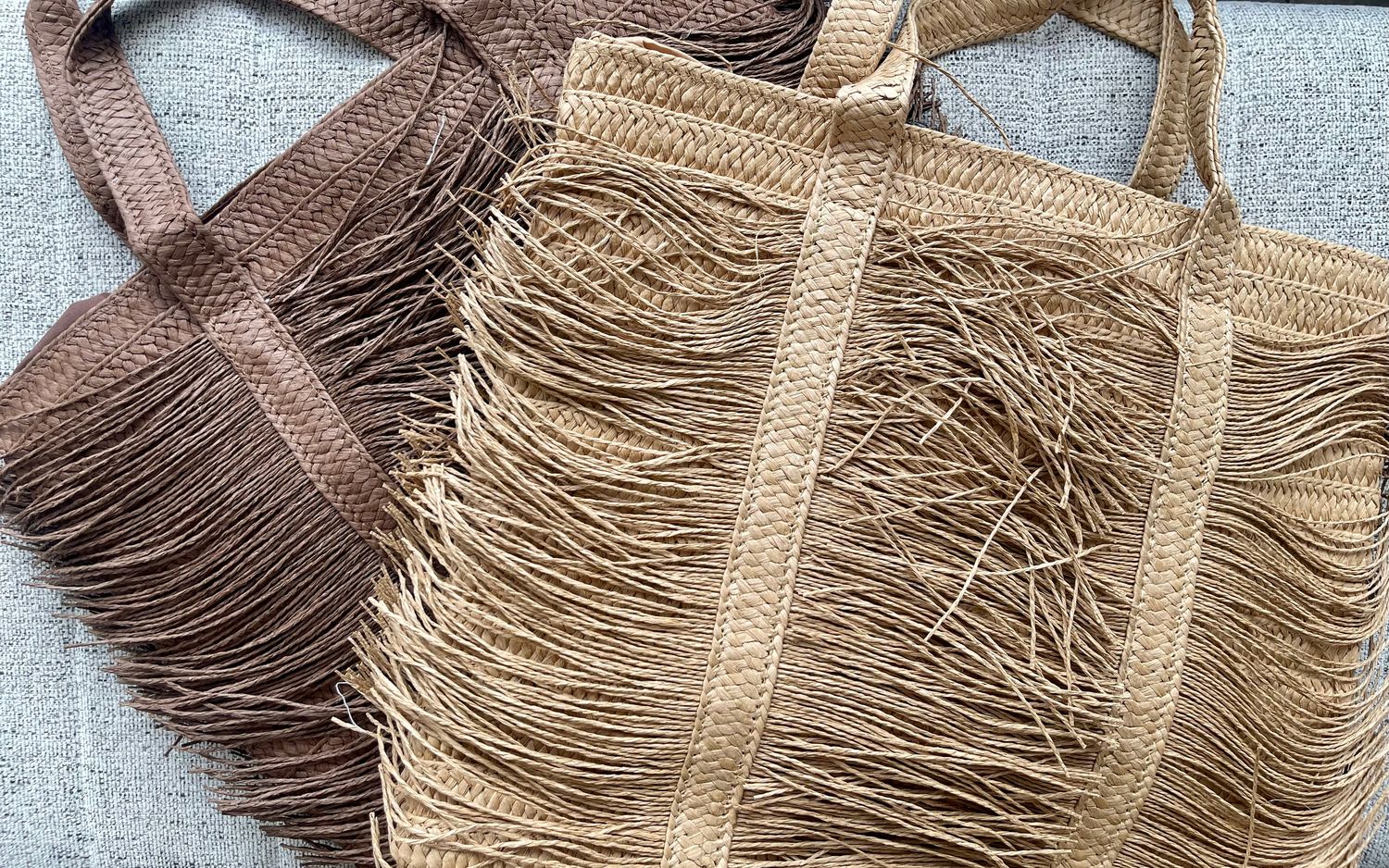 Choco or camel straw tote