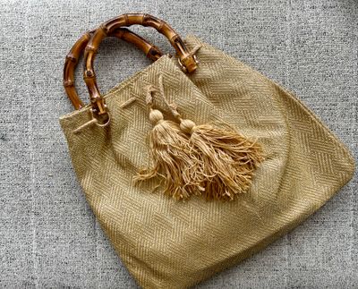 Gold Woden Handel bag