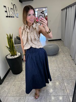 Dark Denim Midi Skirt