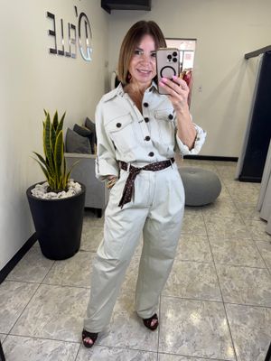Beige Long Sleeves Jumpsuit