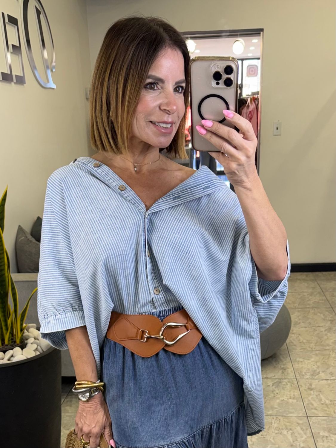 Denim Blue Striple Blouse