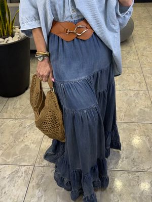 Dark Stone Denim Skirt