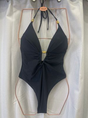 Black Gold Detail One Piece Swimwear