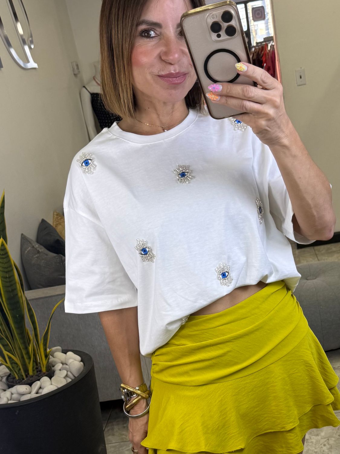 White Or Yellow Embellishment Tshirt