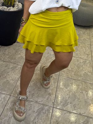 Citron, Red, Black Or White Ruffle Detail Mini Skort