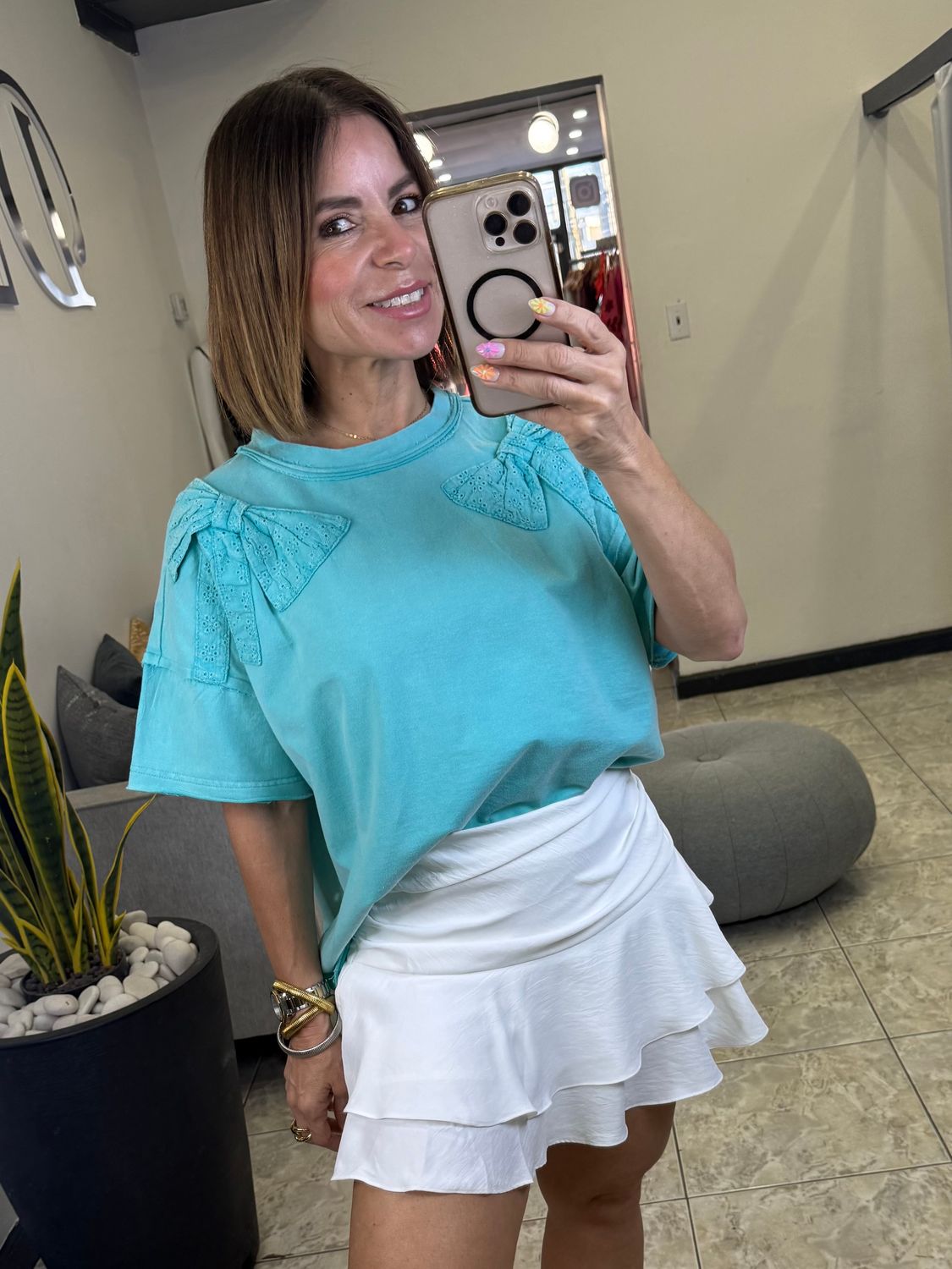 Washed Aqua Short Sleeves Tee