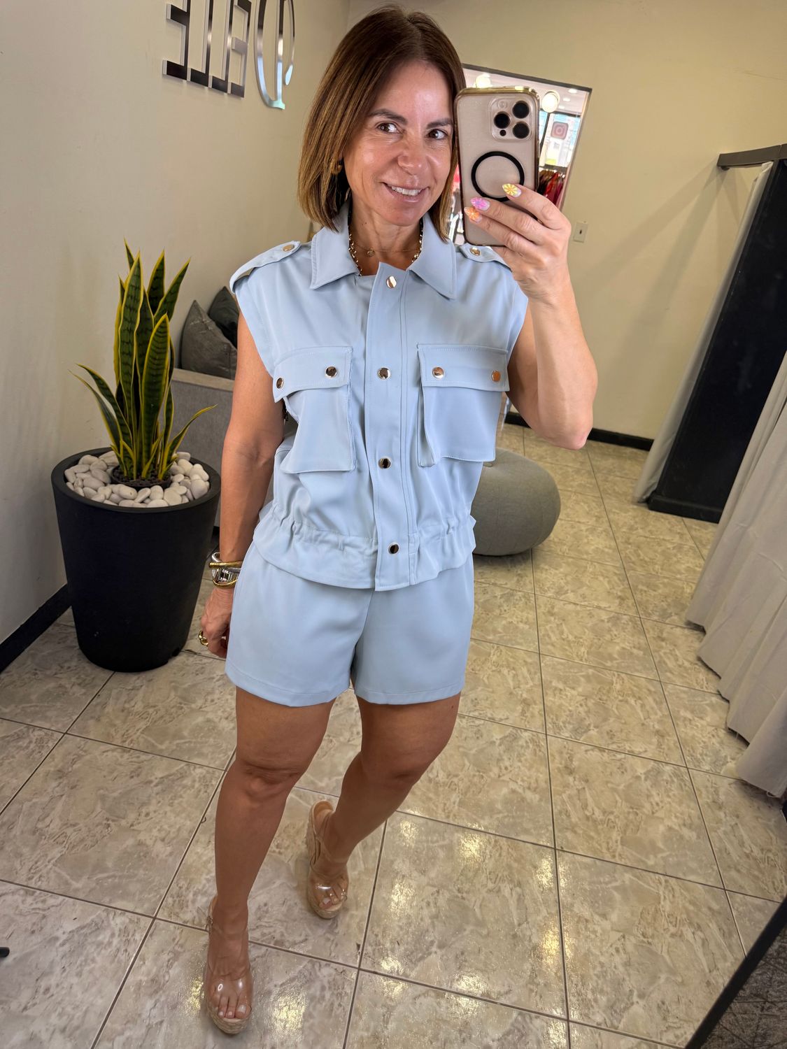 Sage or Blue Cargo Short Set