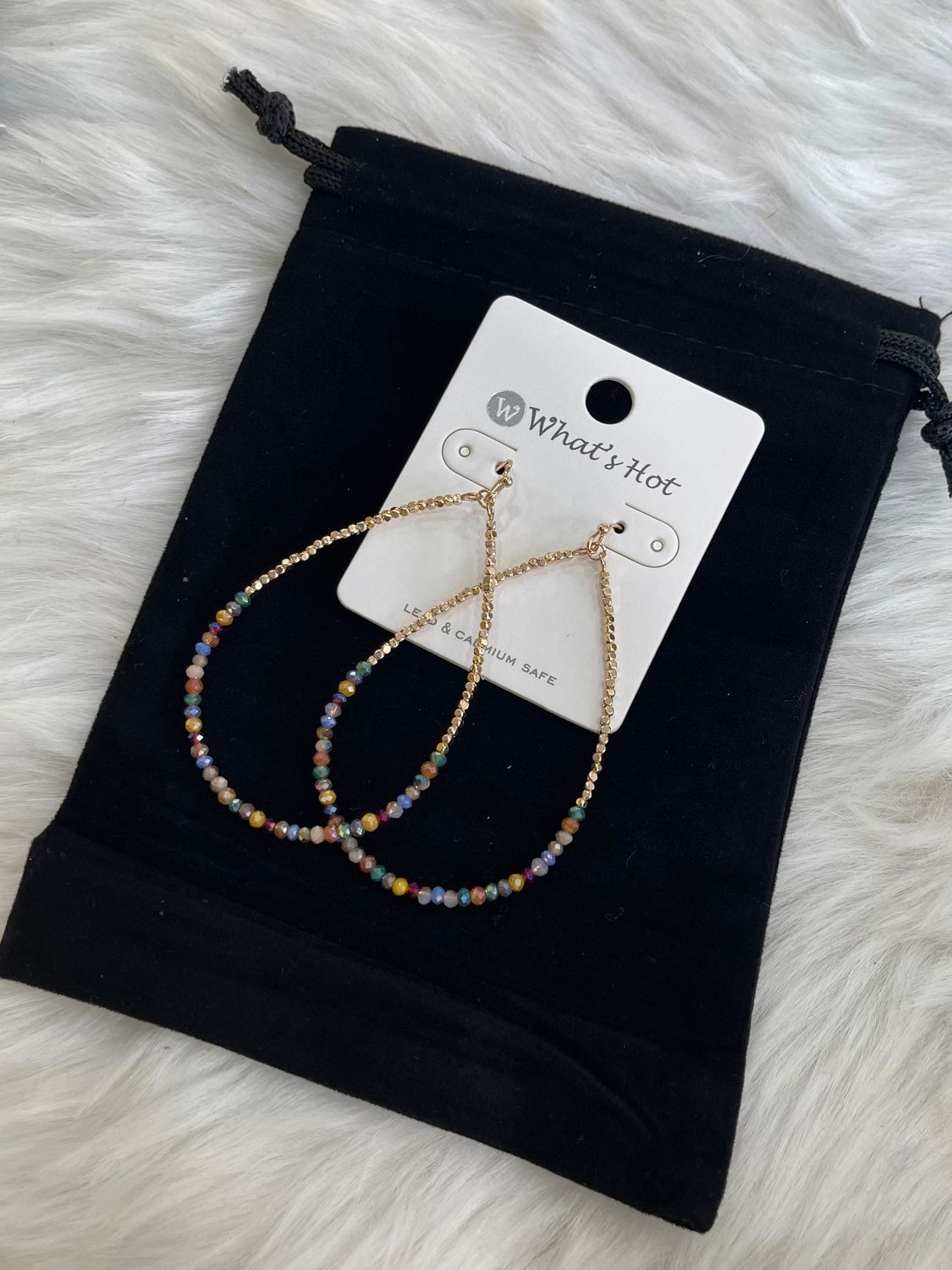 White, Colorful or Black Beaded Earrings