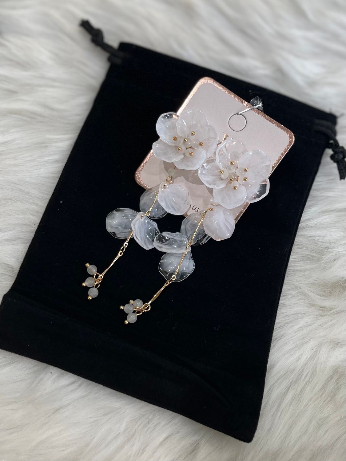 White Acrylic Flower Earrings