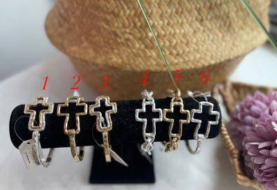 Cross Silver/Gold Hinge Bracelet