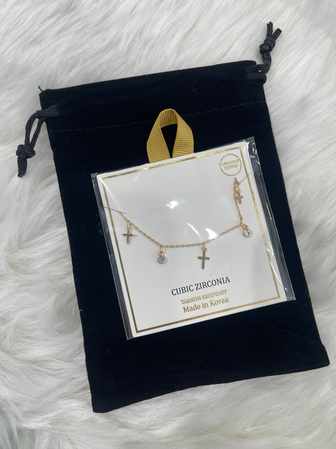 Cross And Rhinestone Necklace