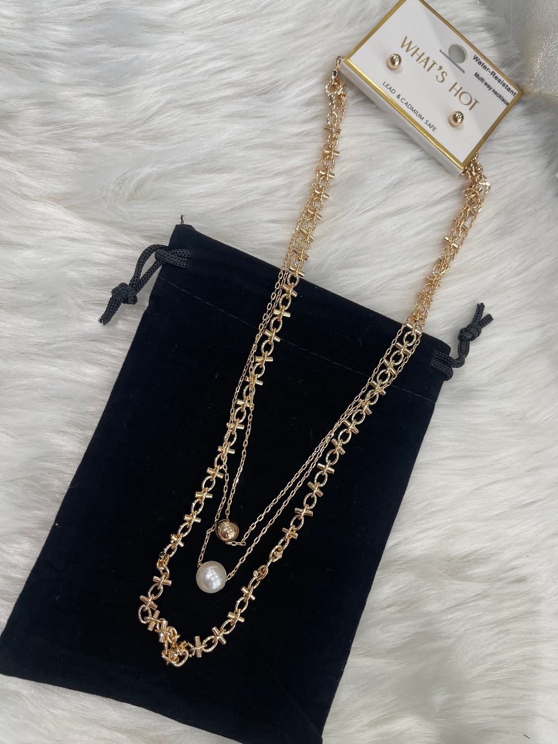 Gold or Pearl Layered Necklace