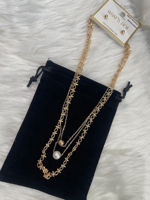 Gold or Pearl Layered Necklace