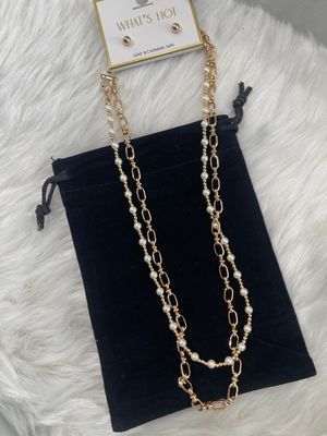 Gold or Pearl Layered Necklace