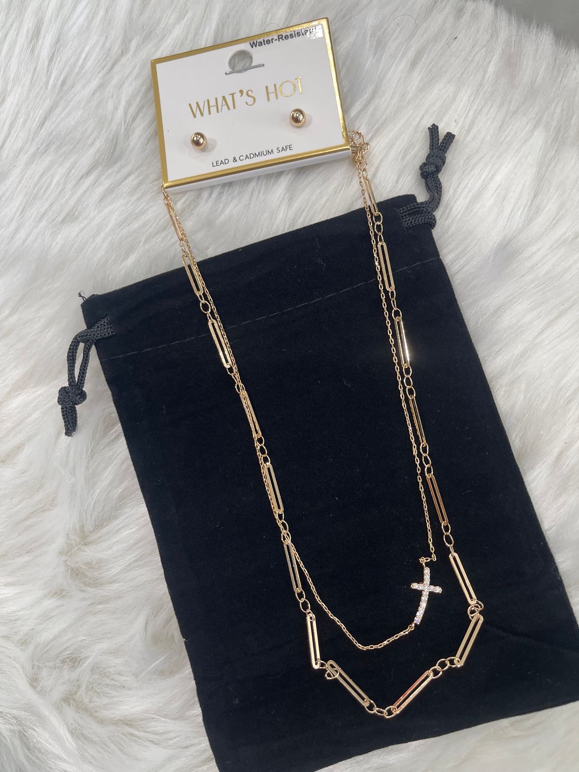 Cross Detail Layered Necklace