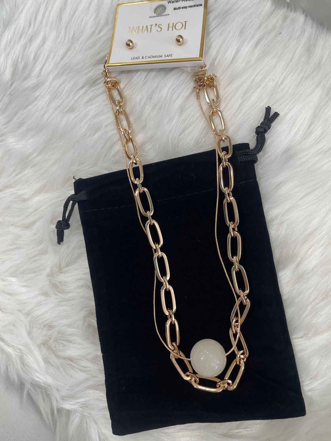 White Acrylic Bead Chain Necklace