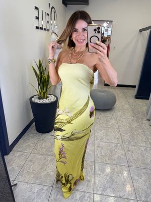 Yellow Tropical Flower Dress